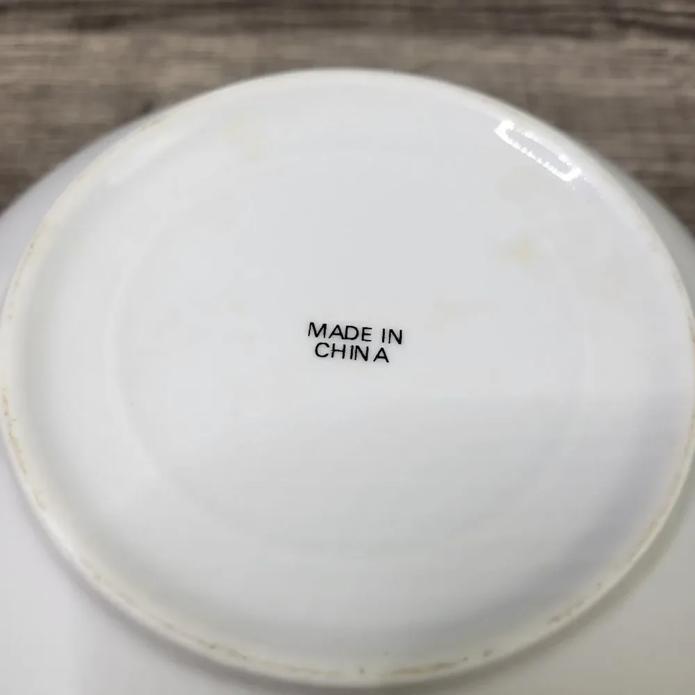 White Serving Bowl‎ with Pink Rose Pattern